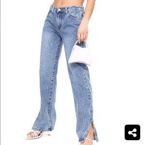 NWT PLT Petite Mid Blue Low Rise Split Hem Jeans